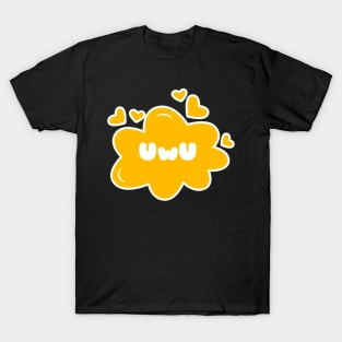 Cute Anime UwU Text Cloud with Hearts T-Shirt